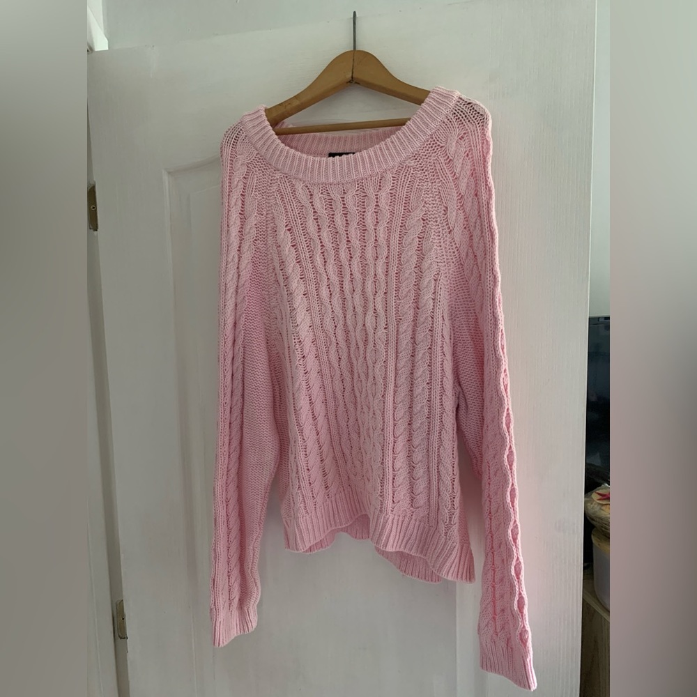 Pink Cable Knit Sweater